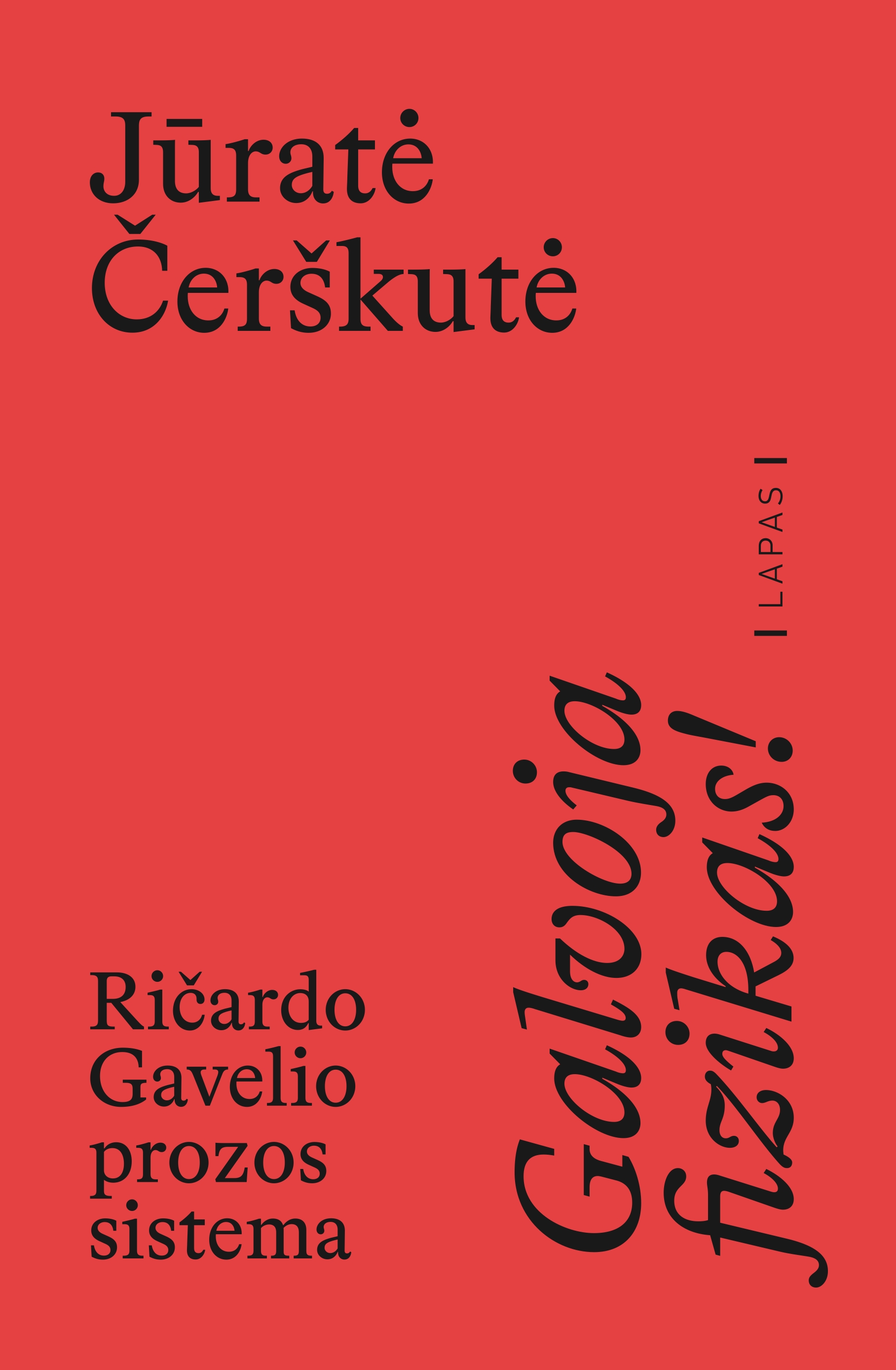 Knygos viršelio dizainą sukūrė Aurelija Slapšytė. Knygos viršelis ryškiai raudonos spalvos. Viršuje kairėje pusėje juodu šriftu parašyta autorės vardas ir pavardė: „Jūratė Čerškutė“. Apačioje kairėje juodu šriftu užrašytas knygos paantraštės tekstas: „Ričardo Gavelio prozos sistema“. Dešinėje pusėje, pasukus tekstą vertikaliai, didelėmis juodomis raidėmis parašytas pagrindinis pavadinimas – „Galvoja fizikas!“. Dešinėje viršelio kraštinėje  virš pavadinimo vertikaliai parašytas leidyklos pavadinimas – „Lapas“. Viršelio dizainas minimalistinis, vyrauja kontrastas tarp raudono fono ir juodo teksto