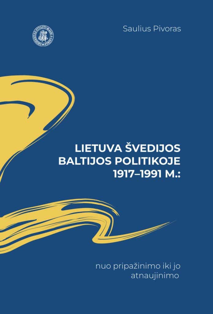 Knygos viršelis yra vientisos mėlynos spalvos, tik kairiajame jo šone – geltonos spalvos detalė, primenanti teptuko potėpį. Viršelio spalvos simbolizuoja Švediją, kadangi mėlynos ir geltonos atspalviai – identiški kaip Švedijos vėliavos. Viršelio centre baltomis didžiosiomis raidėmis užrašytas leidinio pavadinimas „Lietuva Švedijos Baltijos politikoje 1917–1991 m.: nuo pripažinimo iki jo atnaujinimo“. Autorius – Saulius Pivoras. Išleido Vytauto Didžiojo universitetas